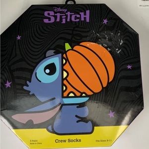 Lilo & Stitch Pirate Pumpkin Halloween Disney's  Crew Socks Sz 9-11